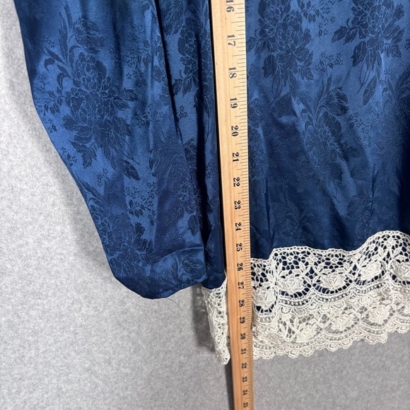 Vintage 80s Scott‎ McClintock Lace Blouse Size 10 Navy Victorian Cottage Prairie - Picture 6 of 12